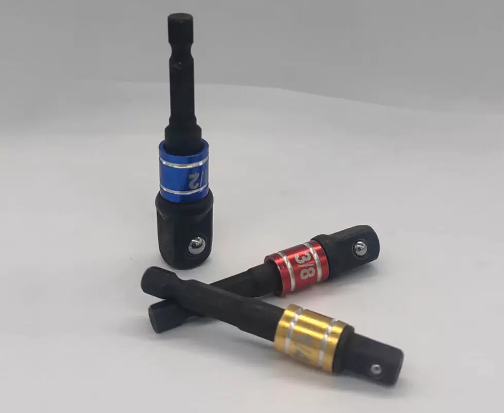 Juego de adaptadores para vasos de impacto de 1/4", 3/8" y 1/2" con vástago hexagonal, multicolor